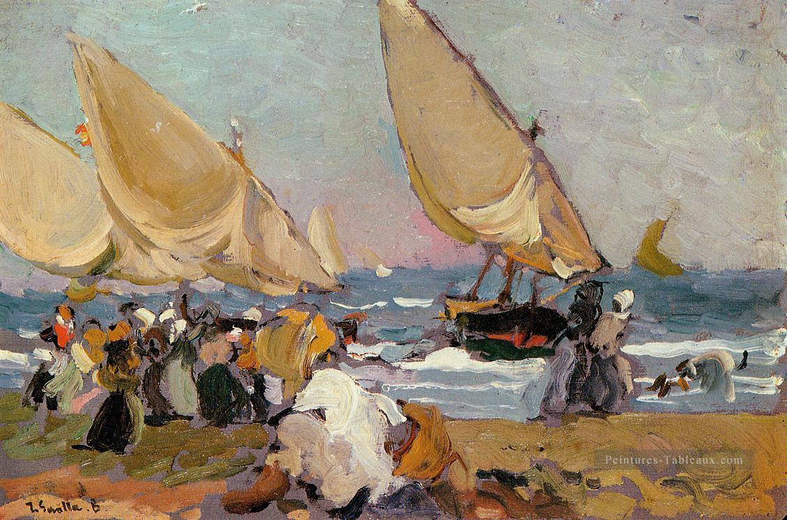 Navires à voile sur une journée venteuse Valencia peintre Joaquin Sorolla Peintures à l'huile